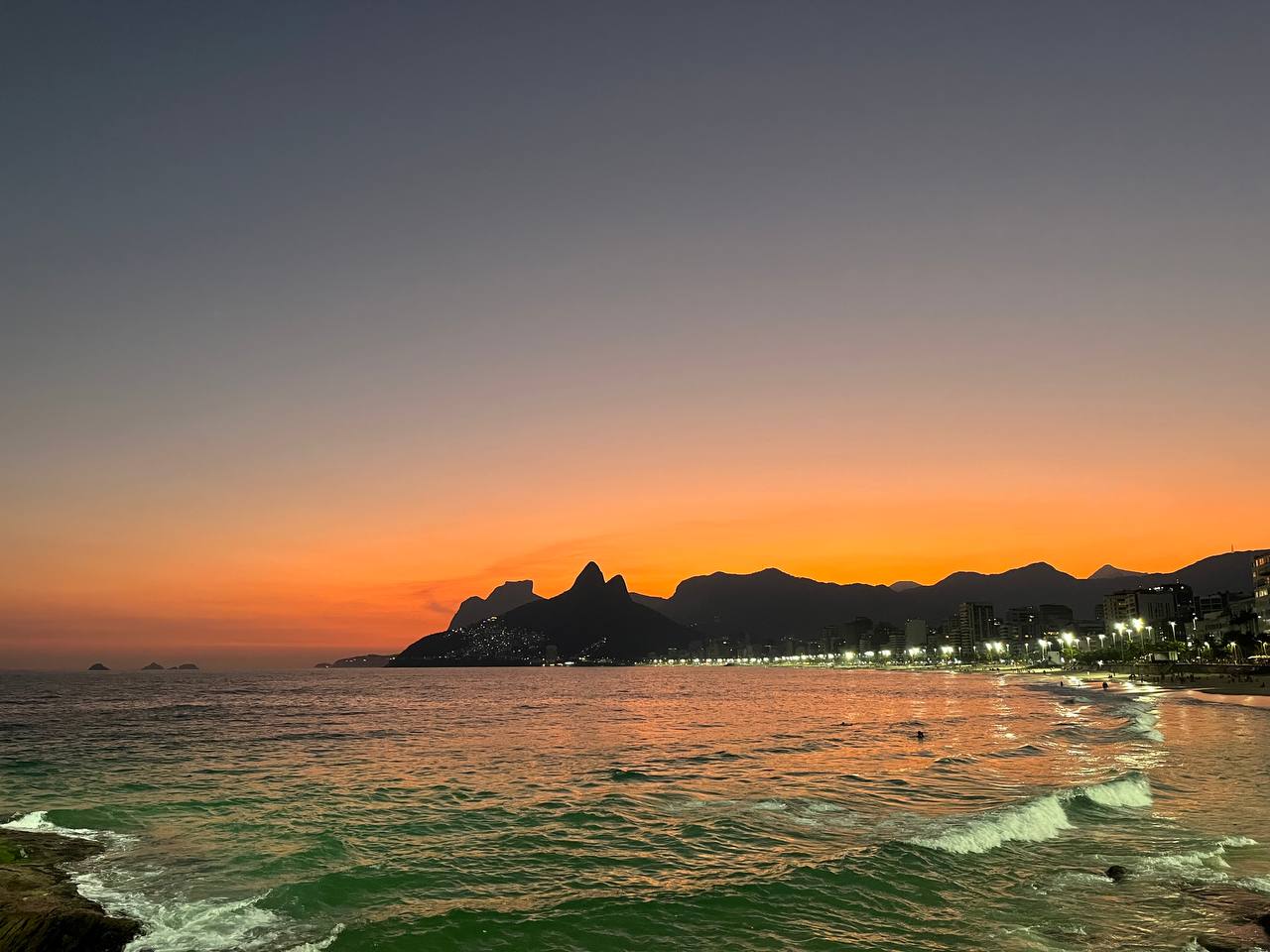 Ipanema Beach at winter sunset